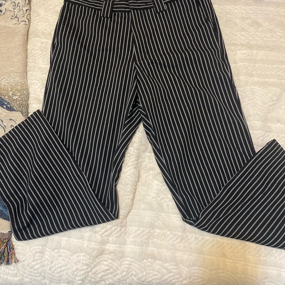 Black and White Striped Cargo Pants